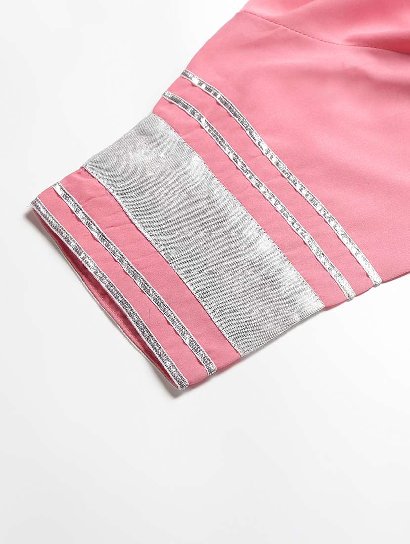 Women Pink Round Neck Kurta Legging Set With Dupatta