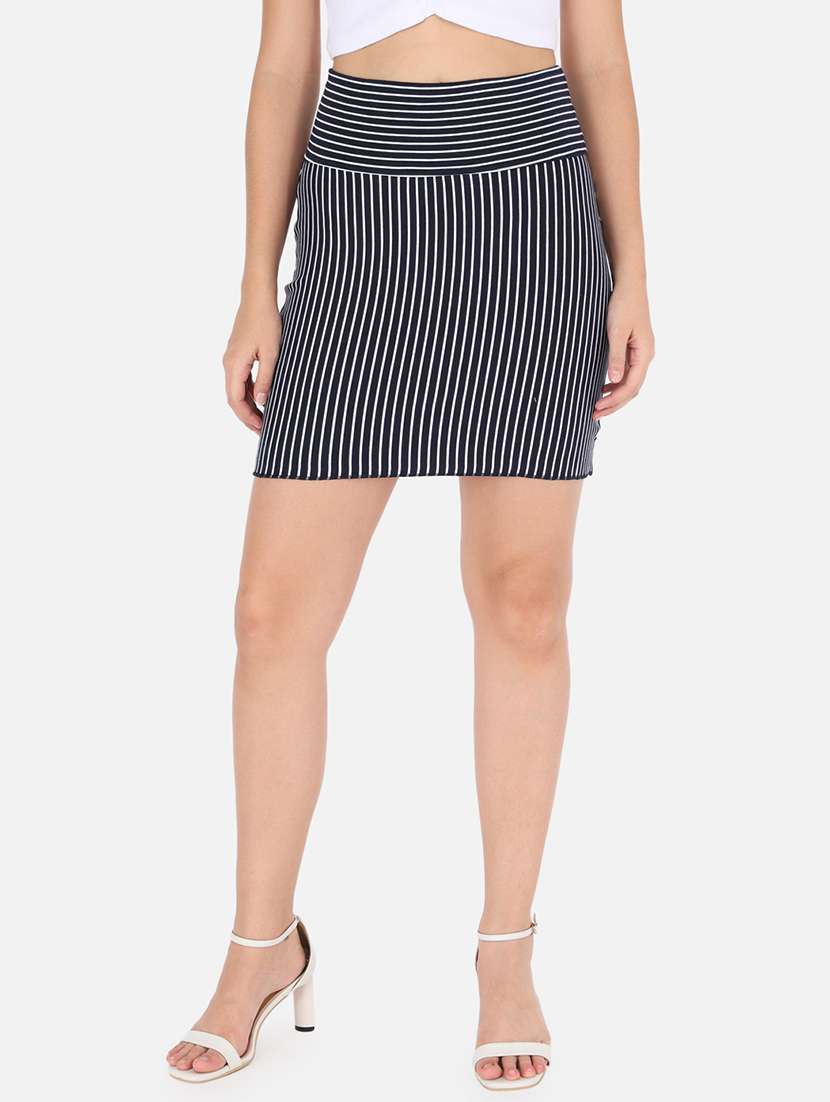 Mid Rise Striped Pencil Skirt