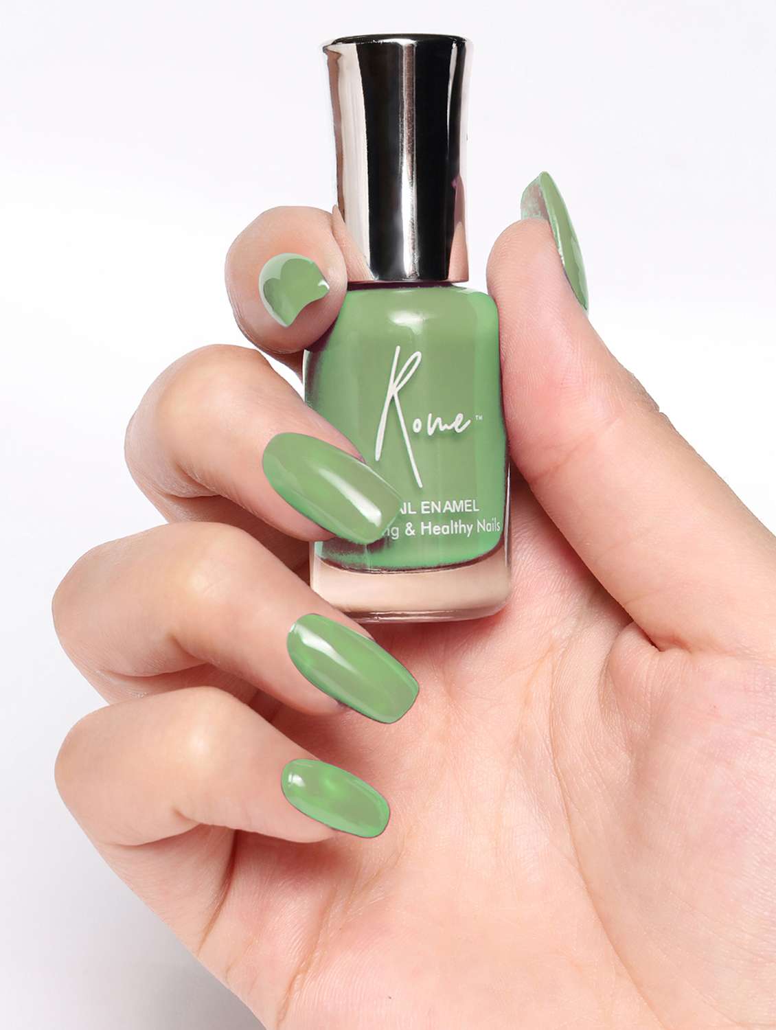 Set Of 3 Strong & Healthy Nail Enamel (Prussian Blue, Moss Green & Dusty Pink)