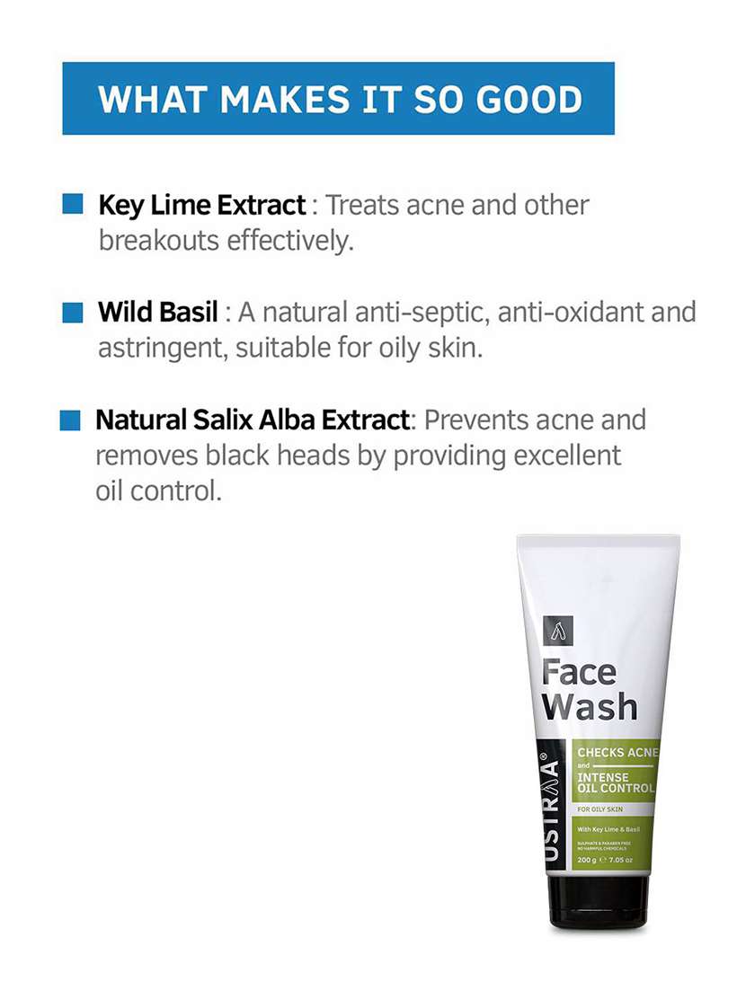 Ustraa Blue Deodorant   150 Ml, Face Wash Oily Skin   200 G & De Tan Face Scrub   100g