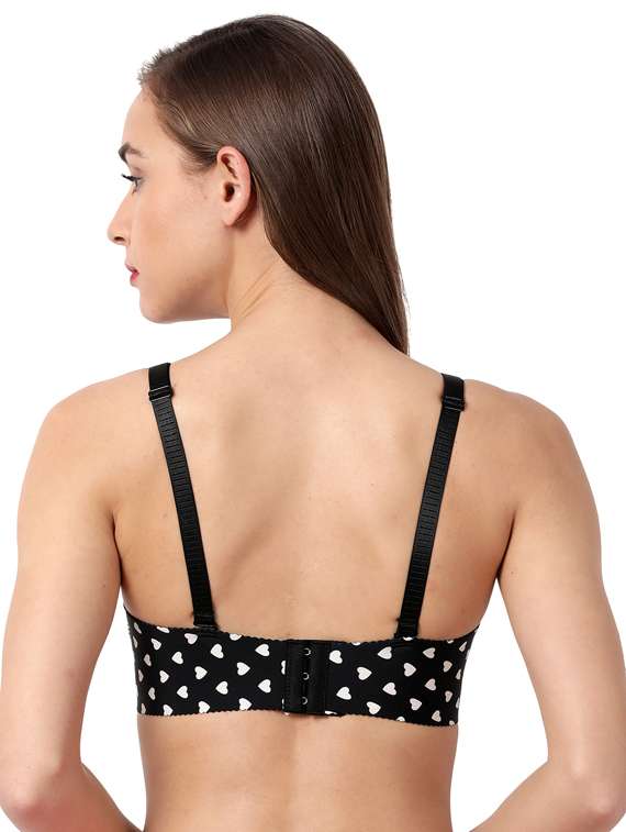 Black Printed T Shirt Bra