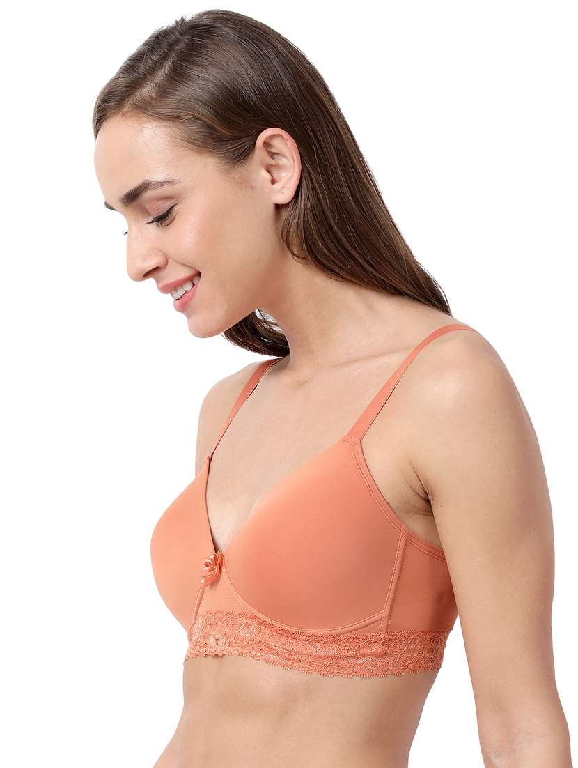 Orange Lace Detail T Shirt Bra