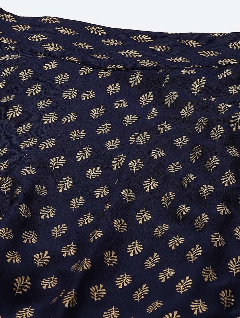 Women Mid Rise Foil Printed Flared Palazzo