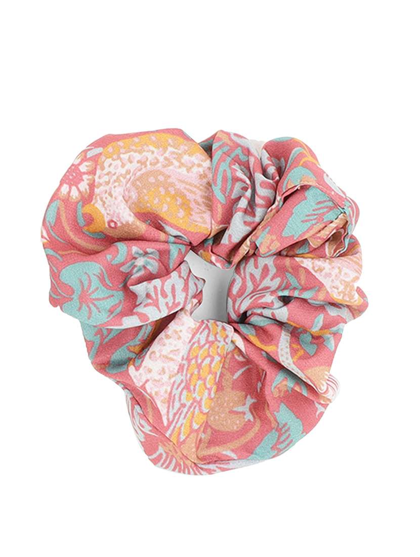 Pink Printed Viscose Headband And Scrunchy Combo Pack