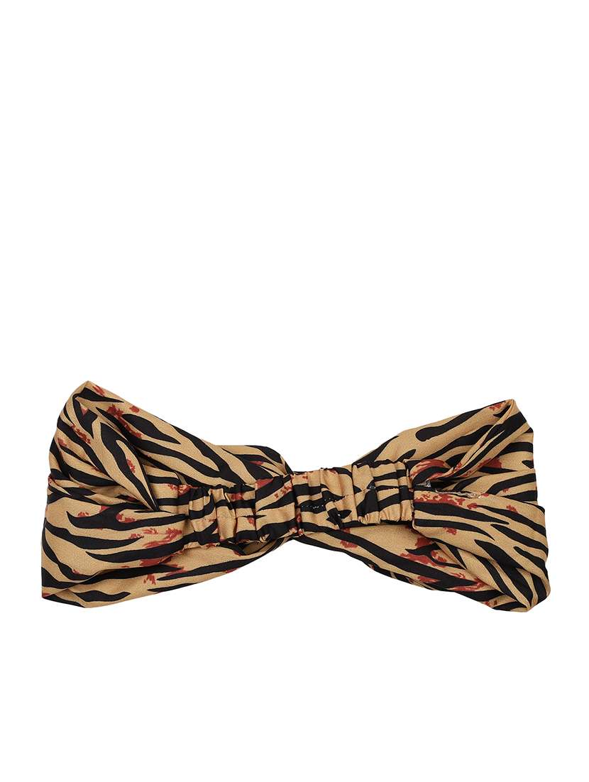 Yellow Printed Viscose Headband And Scrunchy Combo Pack