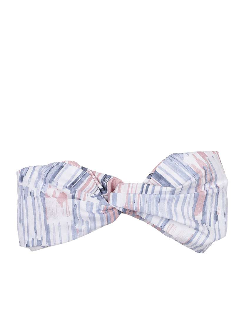White Printed Viscose Knot Design Headband