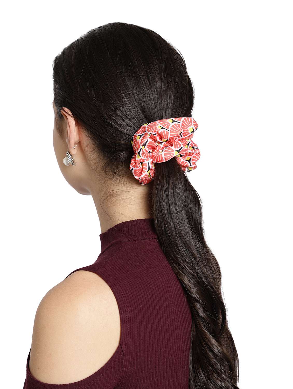 Set Of 3 Multi Color Printed Viscose Scrunchies