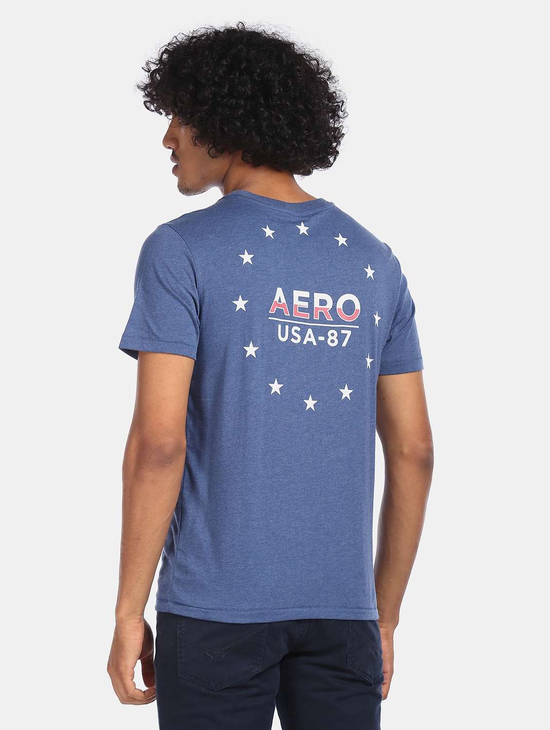 Blue Back Print T Shirt