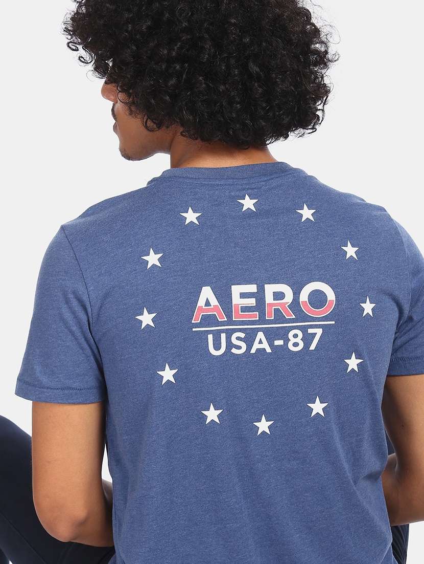 Blue Back Print T Shirt