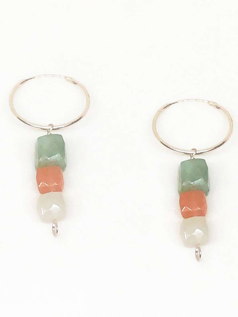 Silver Earrings With Semi Precious Stones