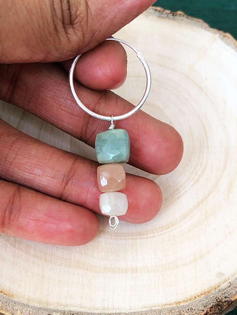 Silver Earrings With Semi Precious Stones
