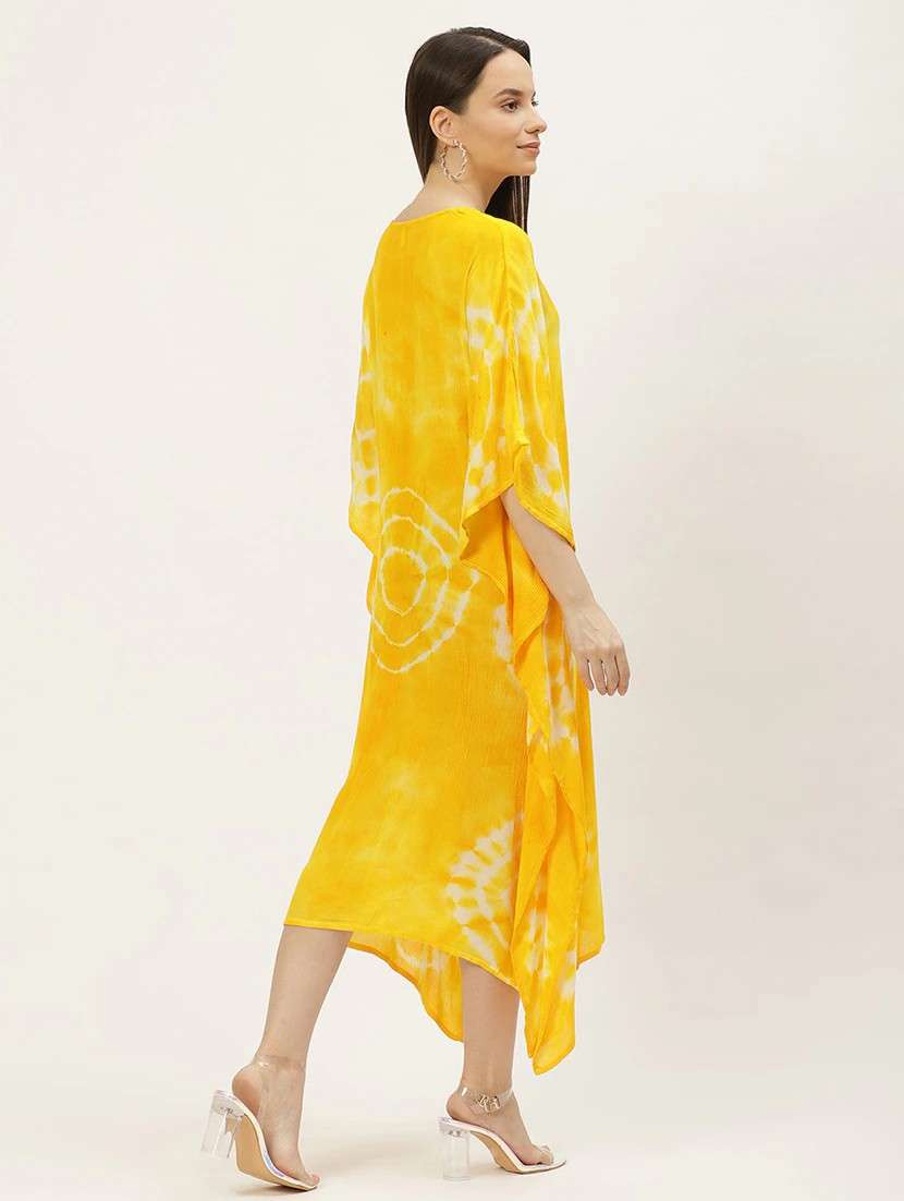 V Neck Tie & Dye Kaftan Dress