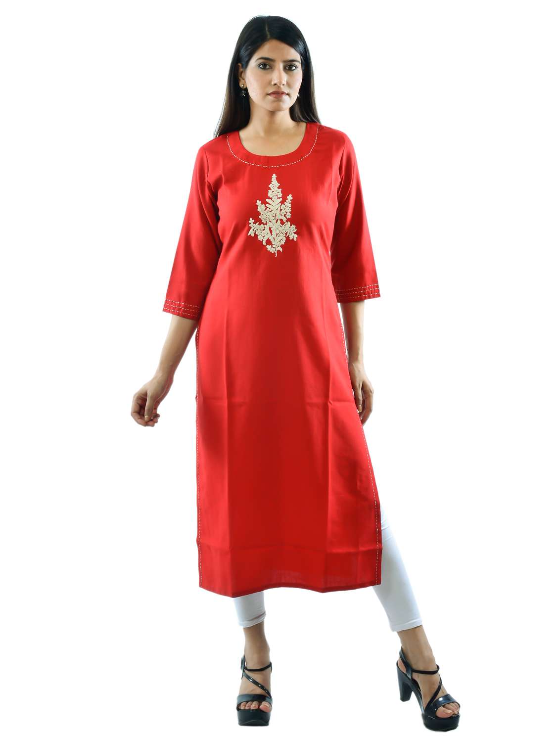 Red Linen Kurta Legging  Set