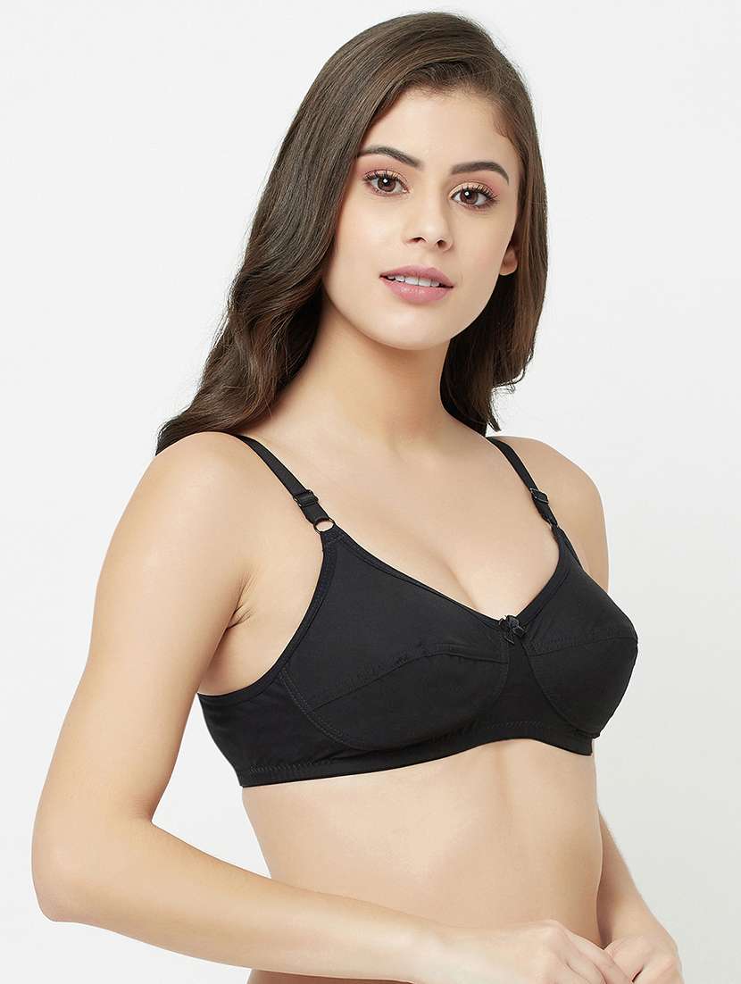 Black Cotton Blend Tshirt Bra