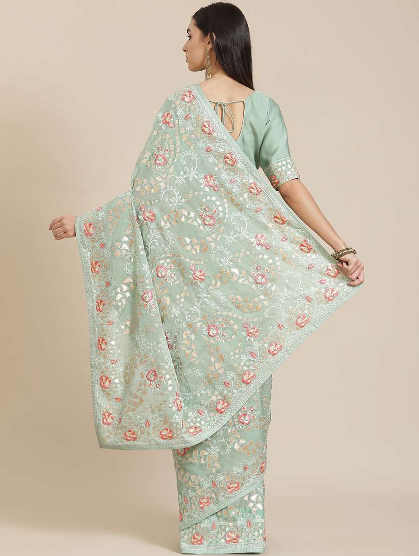 Women's Embroidered Saree With Blouse