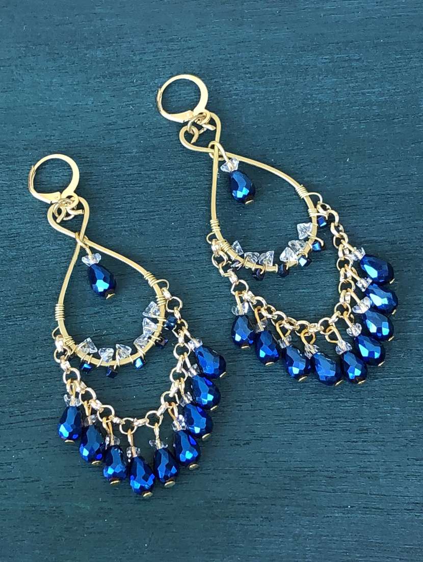 Blue Crystal Drop Earrings