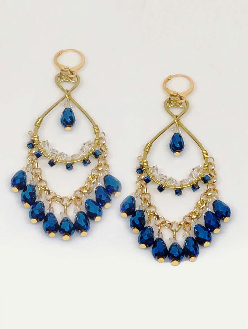 Blue Crystal Drop Earrings