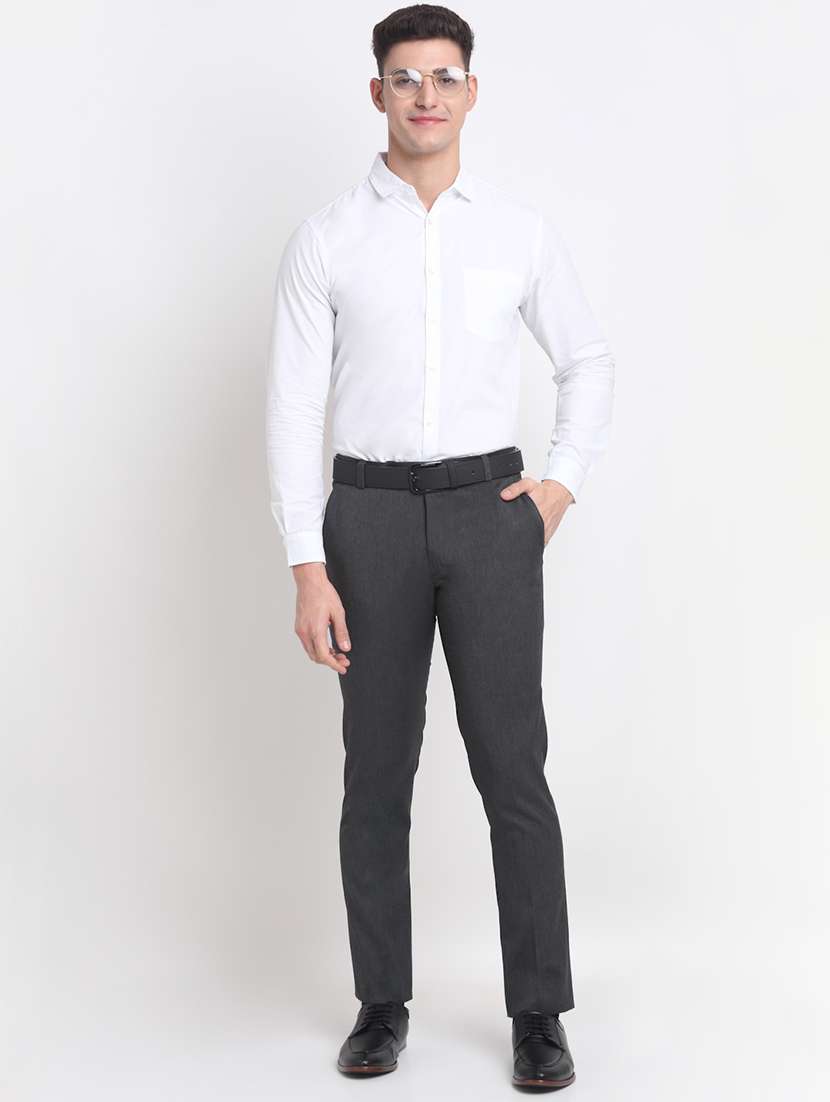 Grey Solid Formal Trouser