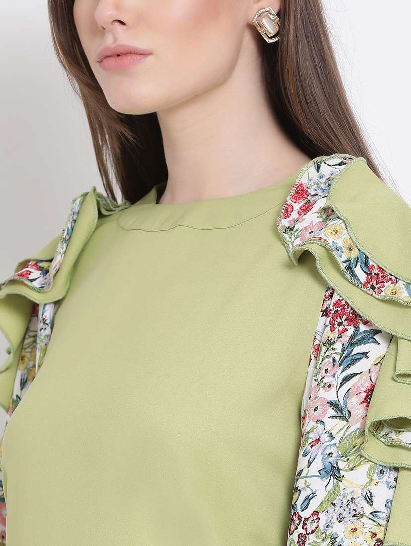 Women's Ruffle Round Neck Top