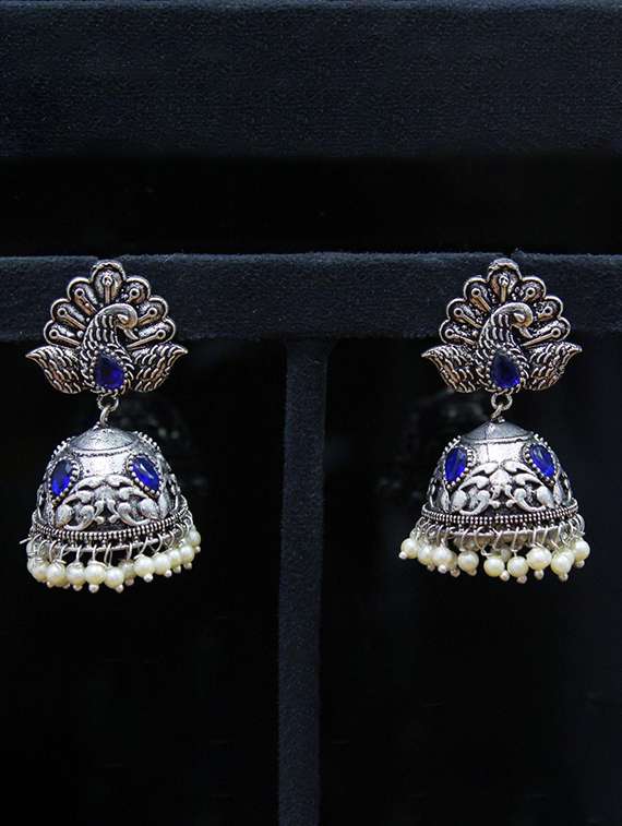 Blue Brass Drop Earring