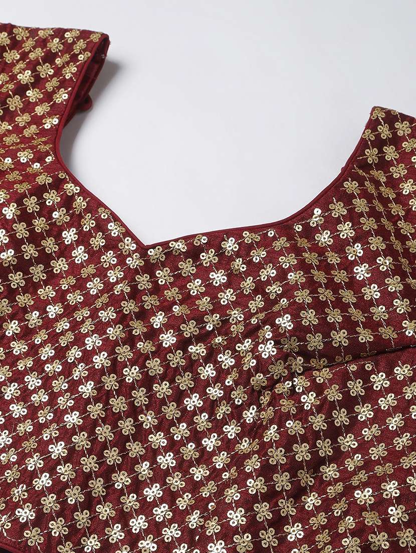 Maroon Raw Silk Flared Lehenga