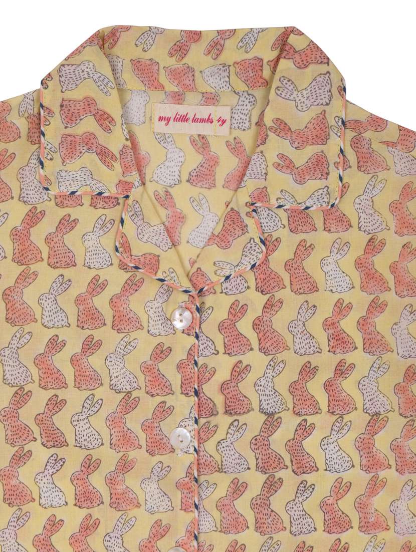 Yellow Printed Nightwear Pyjama Set 