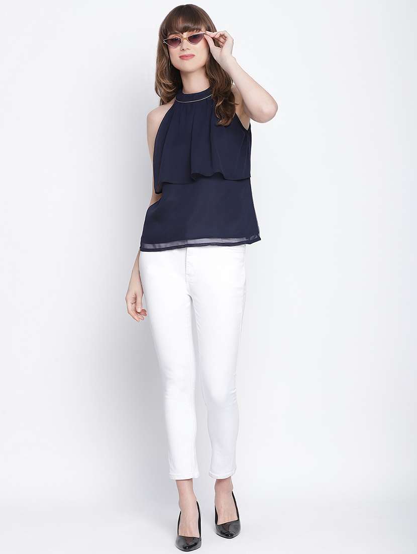 Women's Ruffle Halter Neck Top