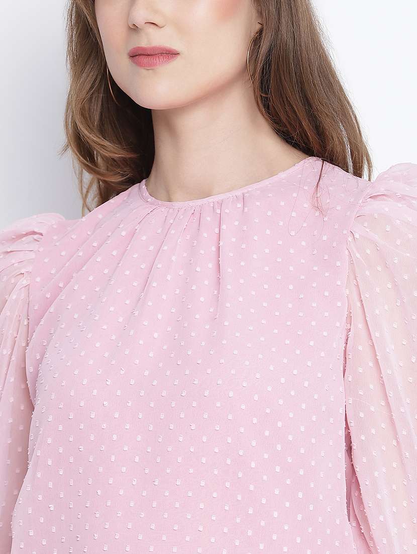 Women's Pink Regulal Fit Solid Top