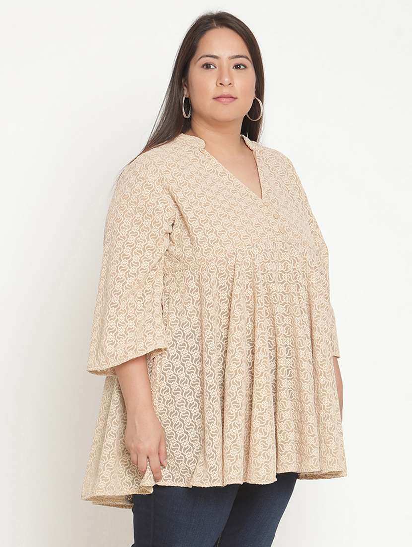 Women's Peplum Mandarin Neck Top
