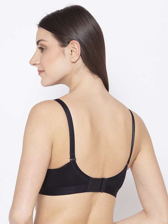 Black Solid T Shirt Bra