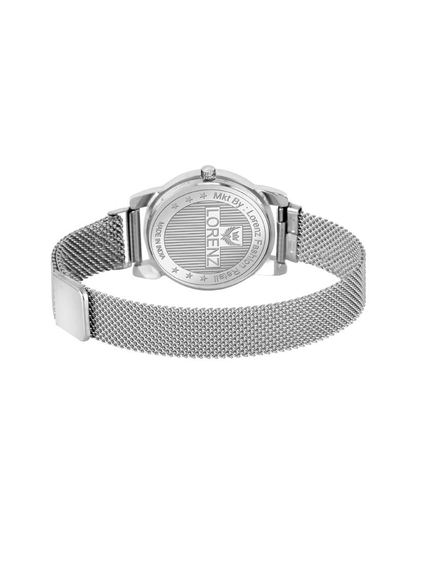 Lorenz Black Dial & Silver Magnetic Mesh Strap Watch For Women & Girls