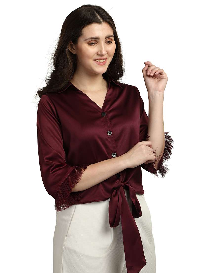 Tie Front Solid Shirt