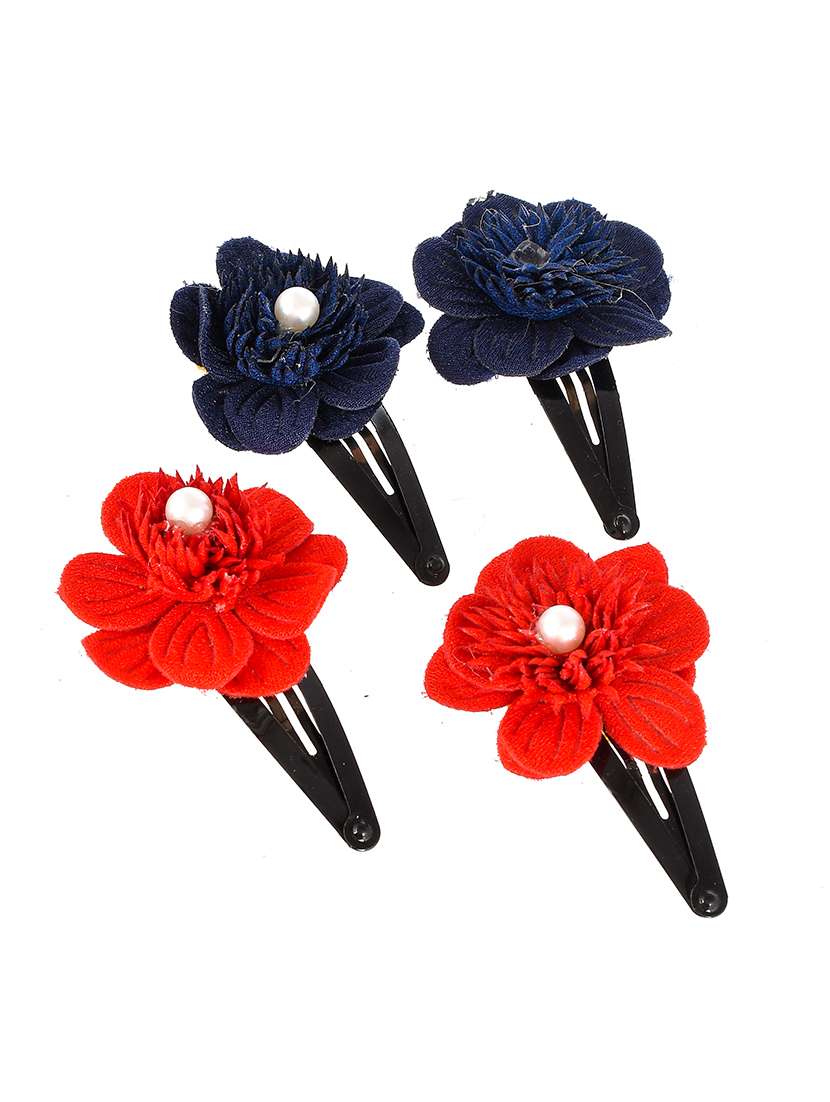 Set Of 2 Red & Blue Tic Tac Hair Clip
