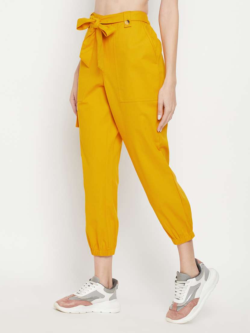 Tie Front Solid Cargos Trouser