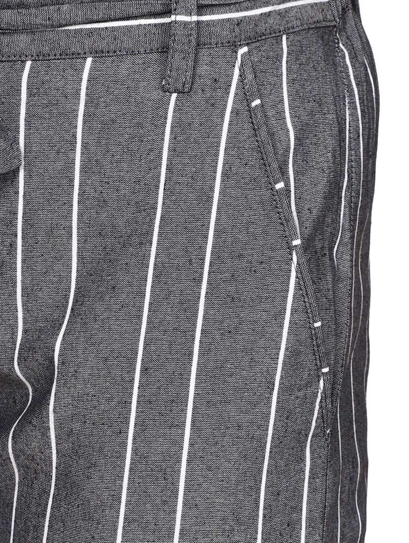 Women Mid Rise Striped Cigarette Pant