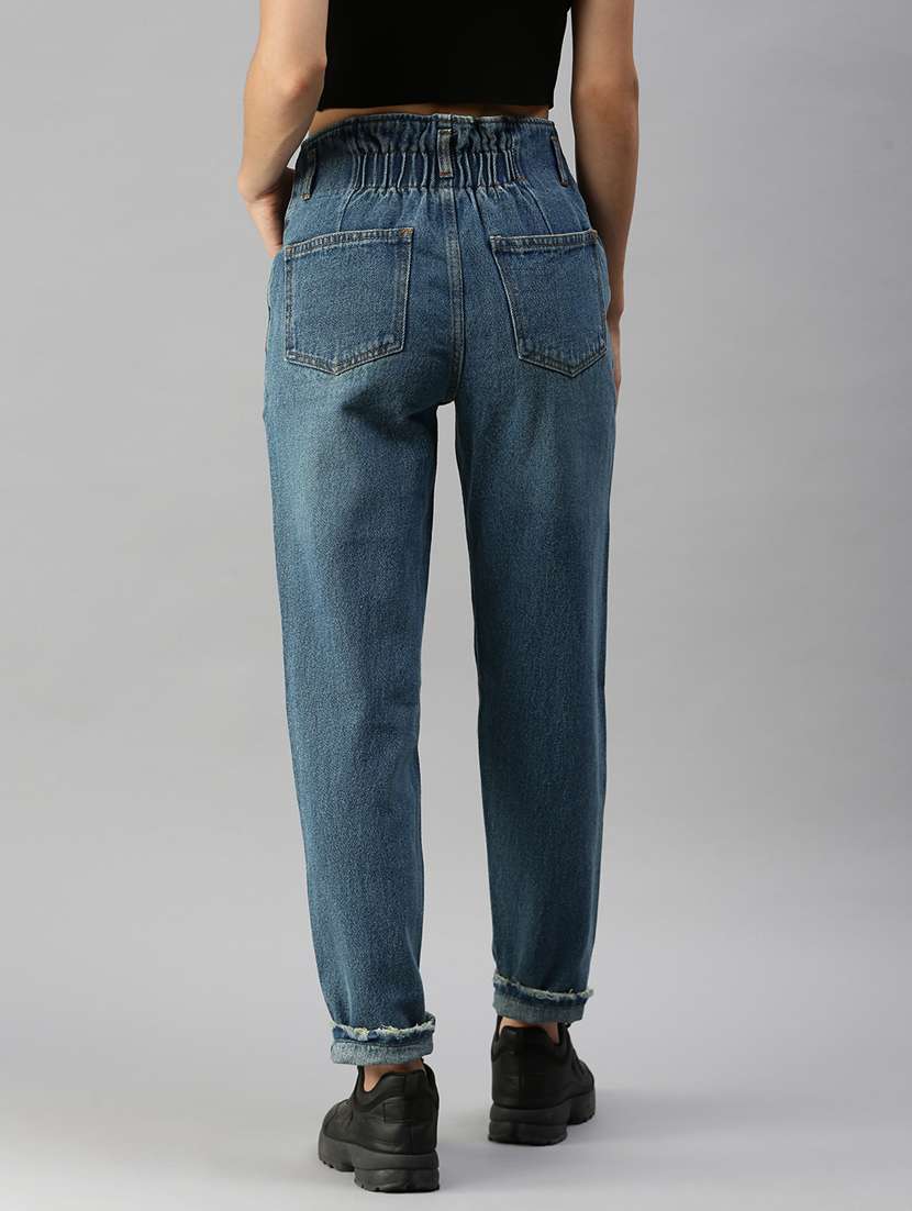 Women's Plain Mom Fit Jeans