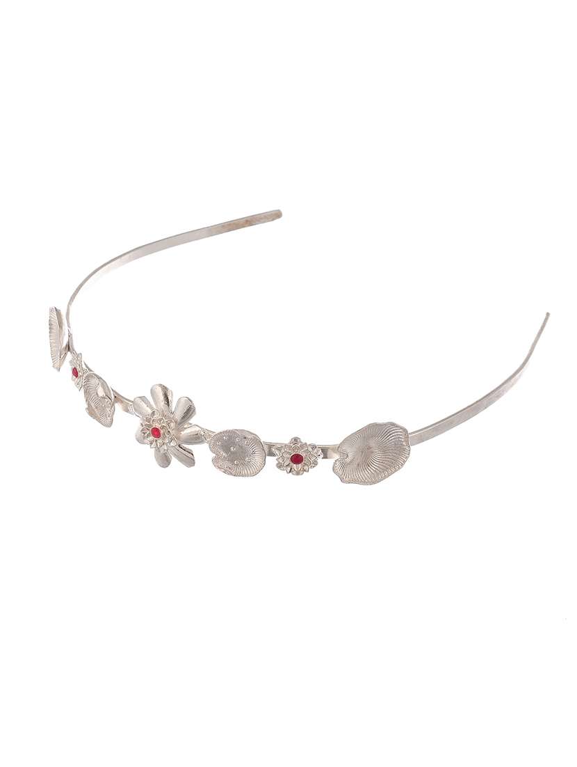 Silver Plated Tiara Floral Metal Hairband
