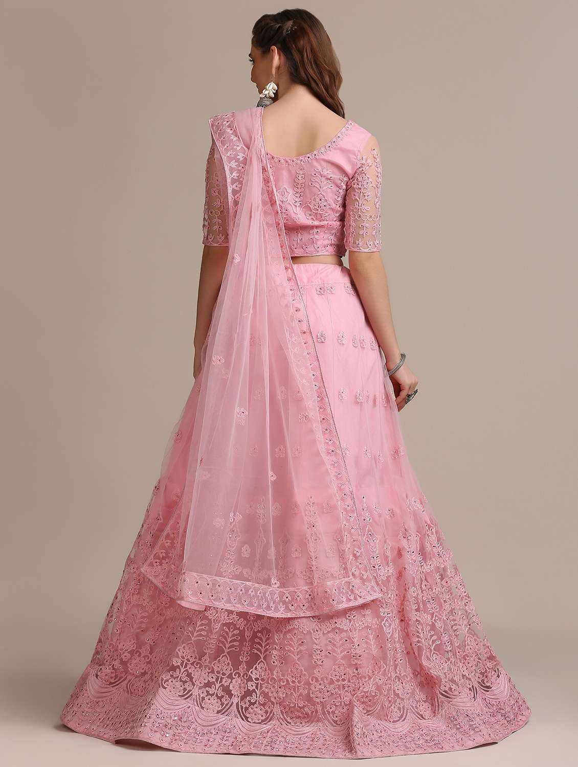 Tonal Embroidered Flared Lehenga