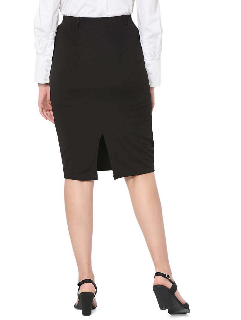 High Rise Solid Pencil Skirt