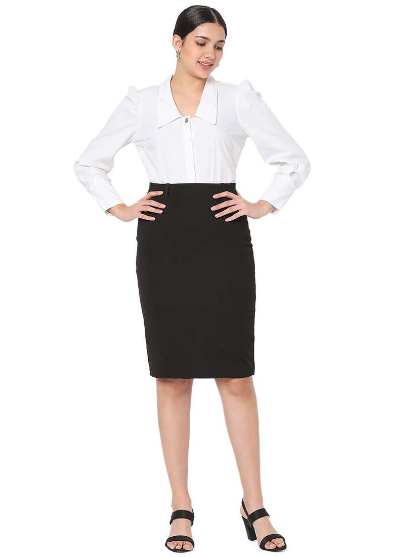 High Rise Solid Pencil Skirt