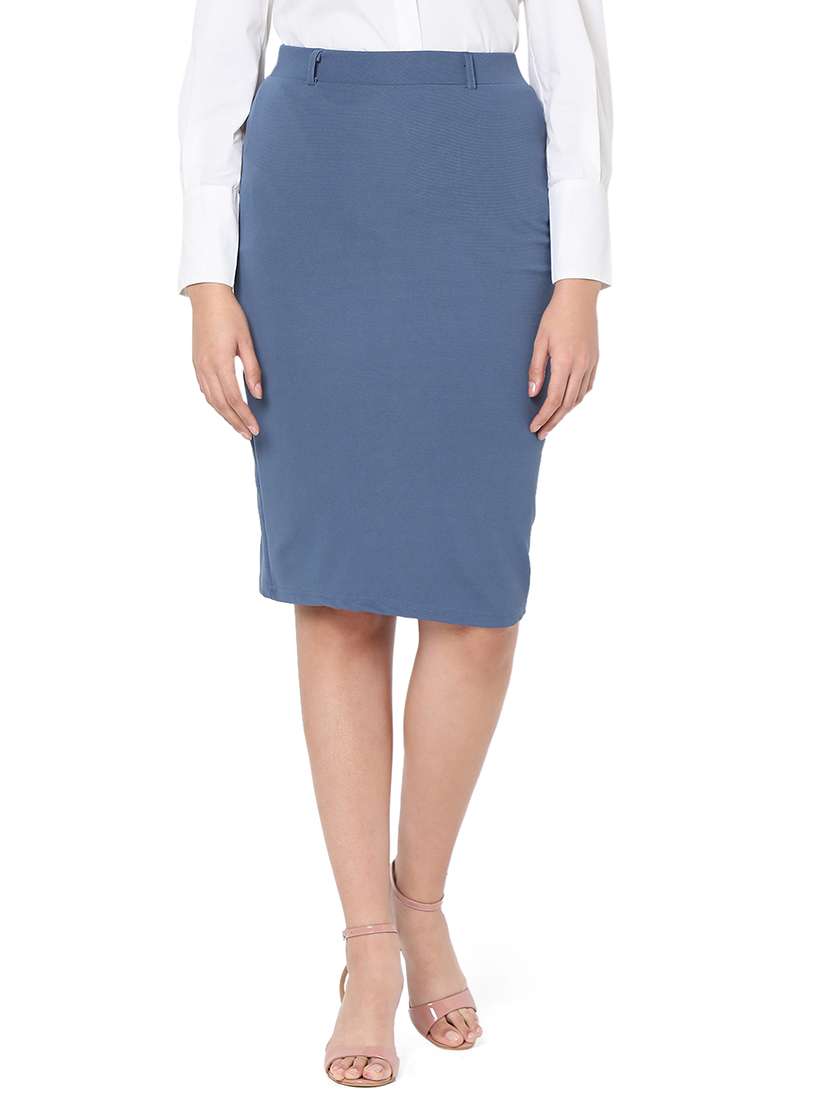 High Rise Solid Pencil Skirt