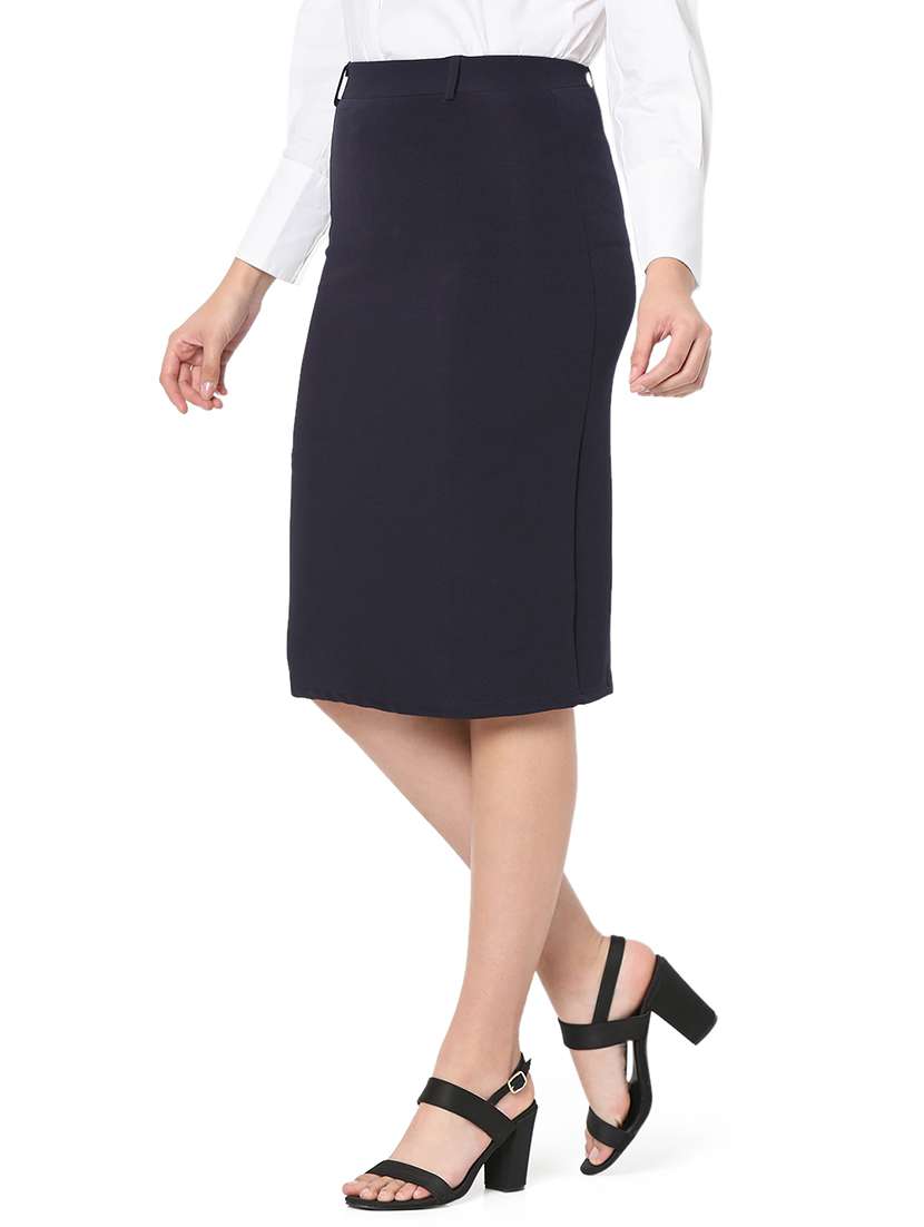 High Rise Solid Pencil Skirt