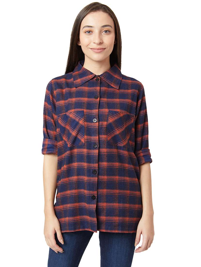 Navy Checkered Regular Shirt 