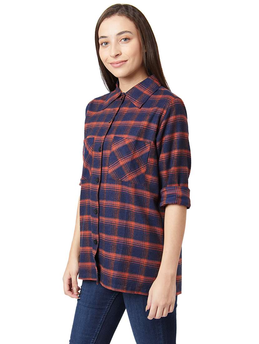Navy Checkered Regular Shirt 