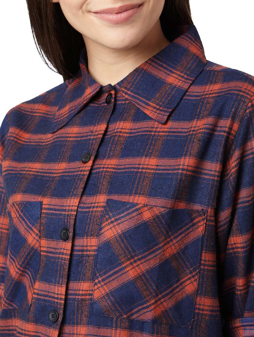 Navy Checkered Regular Shirt 
