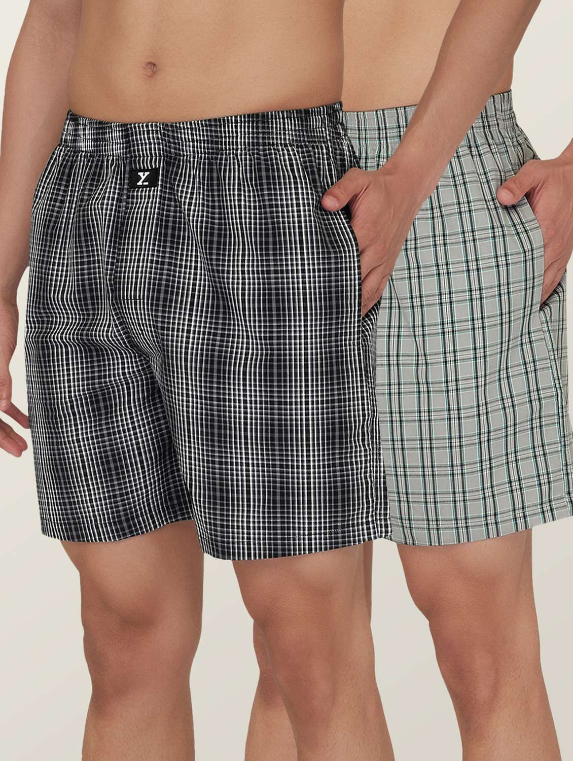Pack Of 2 Checkered Cotton Boxer