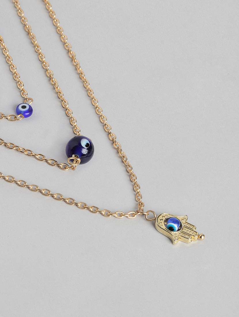 Evil Eye Pendant Detailing Layered Chain Necklace