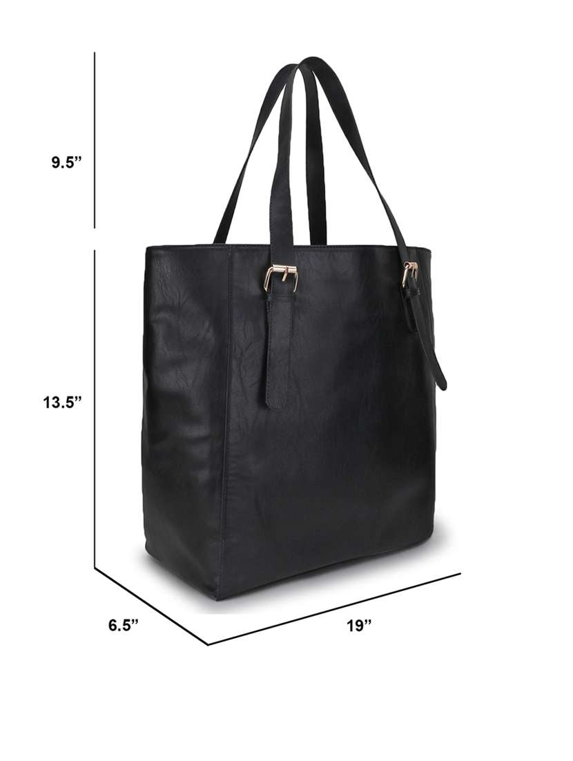 Black Solid Regular Tote