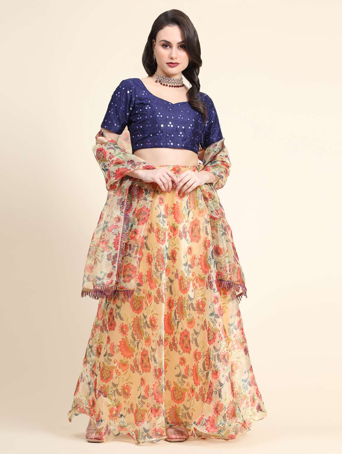 Floral Printed Lehenga Choli With Dupatta