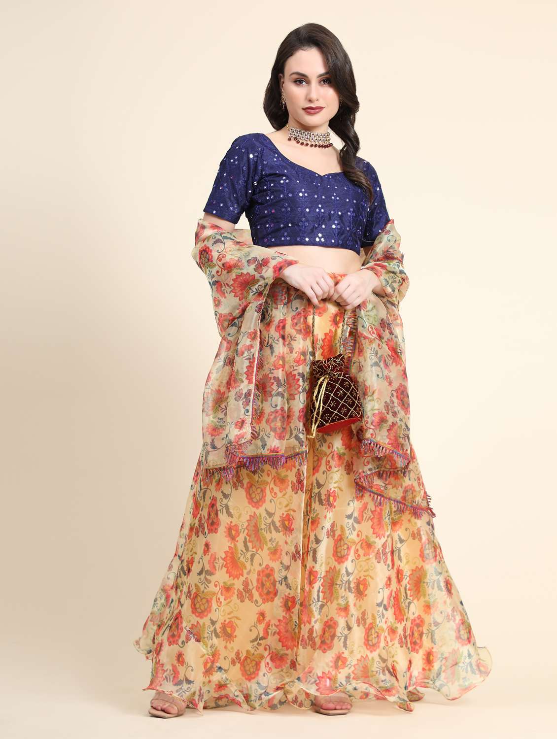 Floral Printed Lehenga Choli With Dupatta
